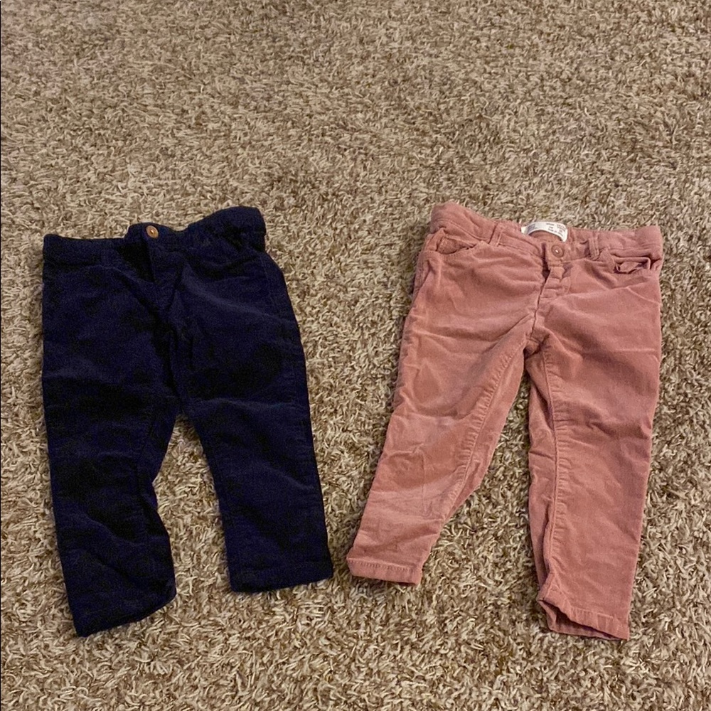 ZARA baby navy and pink pants set of 2